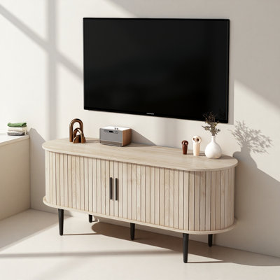 TV Stand, 47" Modern TV Console Table With Storage Compartment And Sliding Door, Gaming Entertainment Centre With Cabinet For Living Room
