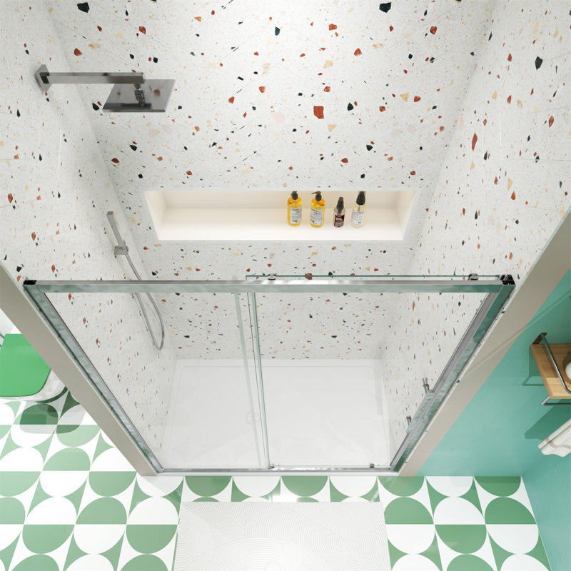 50"-54"W X 72"H Sliding Shower Door, Silver
