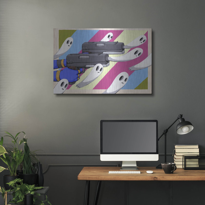 Fabrication de nouveaux fantômes par Ric Stultz, art mural en métal, H 24 po x l 36 po
