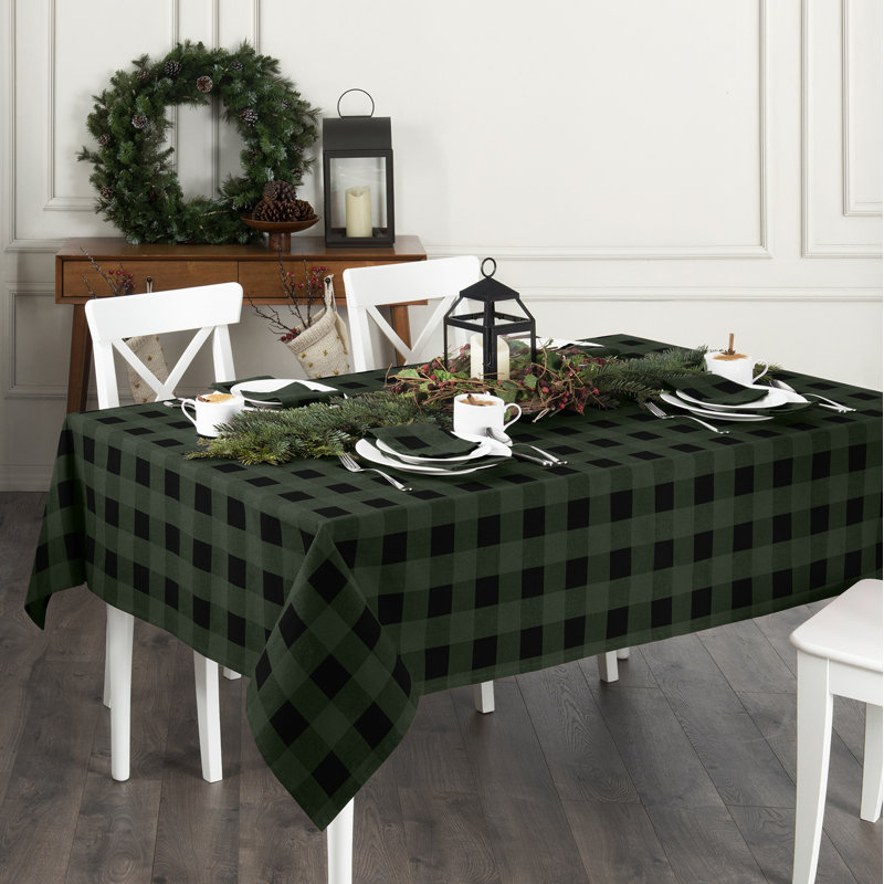 Nappe 100% coton Alastair, 52 po x 70 po, Vert/noir