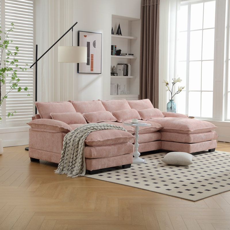 Canapé modulaire Odas, Lin rose