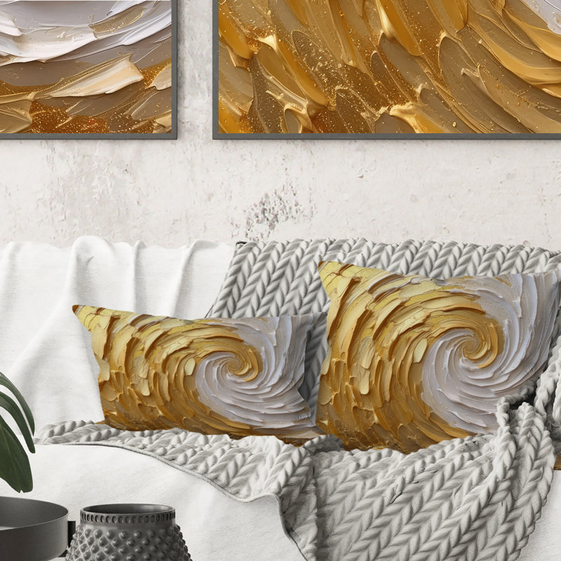 Coussin doré et crème enchanté I - Abstract Spirals, 12" x 20", Rectangulaire