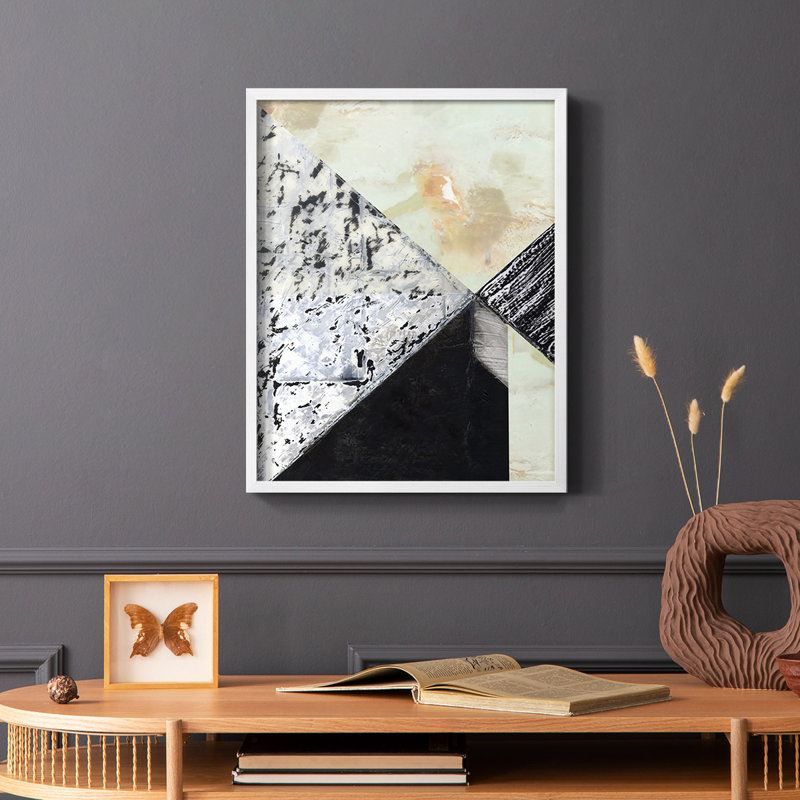 «Tiles & Texture Abstract Angles I», reproduction encadrée - bois massif, Blanc, H 20 po x l 16 po