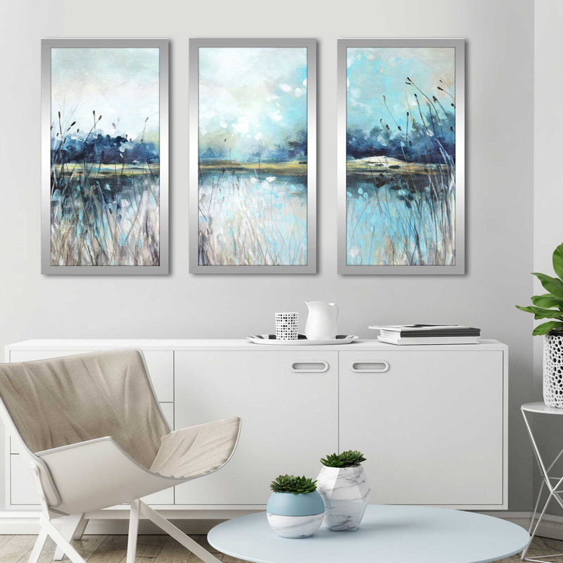 «Lake Views» par Carol Robinson - reproduction de cadre photo simple de 3 pièces, H 25,5 po x l 40,5 po x P 1 po