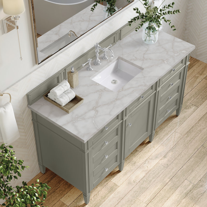Brittany 60 in. Single Vanity, Victory Blue, Victorian Silver, 8" Widespread