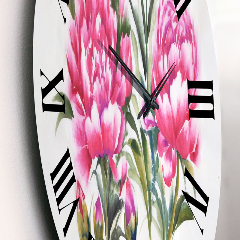 Mauve pivoines - Horloge murale traditionnelle, Moyen