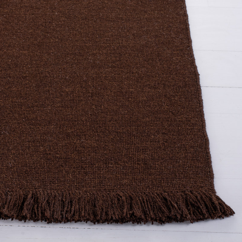 Tapis brun uni en laine / coton tissé à la main Lauren Ralph Lauren, Rectangle de 5 pi x 8 pi