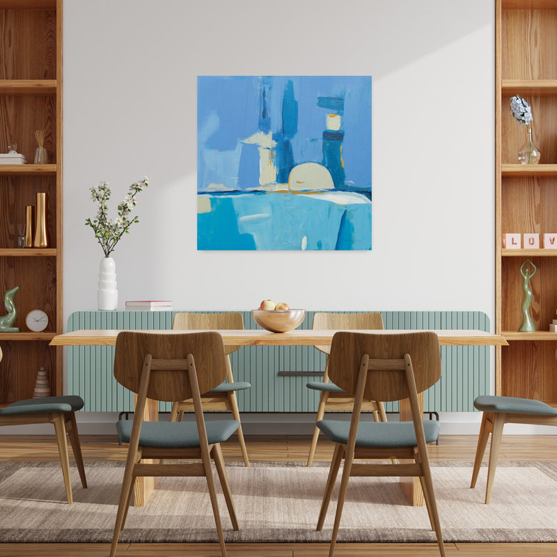 Bleu contemporain avec art abstrait bleu, H 36 po x l 36 po