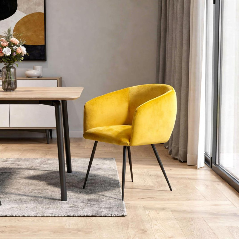 Chaise avec accoudoirs à dossier rembourré Sofea, Jaune
