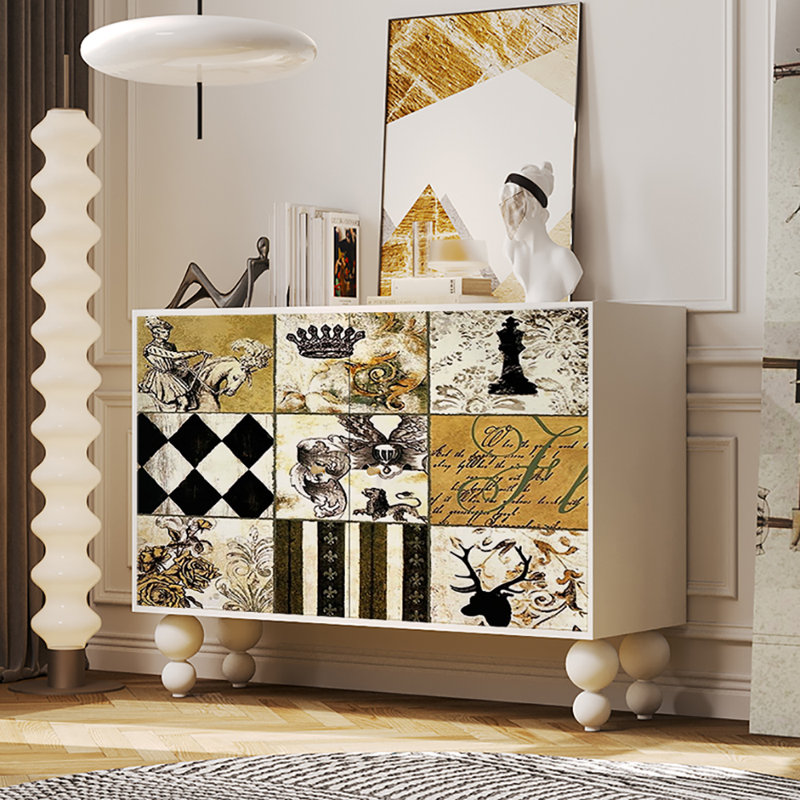 Multi-functional Sideboard,Storage Cabinet, White/Multicolour