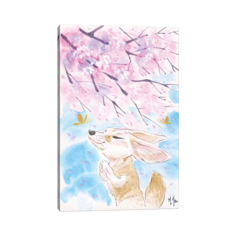 Cherry Blossom Wishes Fox by Martin Hsu - Print on Canvas, Wrapped Canvas, 101.6 cm H x 66.04 cm W x 3.175 cm D