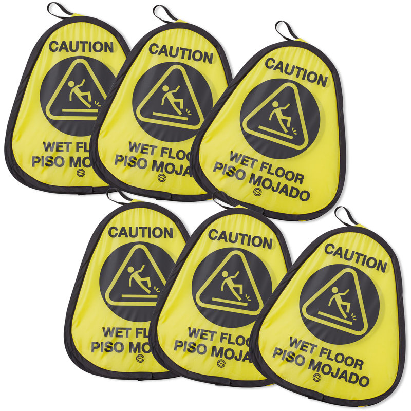 Ensemble de 6 panneaux de signalisation de sol humide jaune 16 po - anglais / espagnol, 6