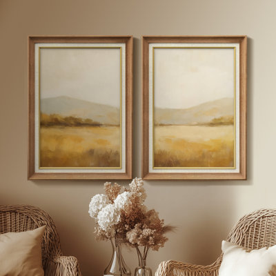 «Neutral Toned Landscape Prints for Living Room», ensemble de 2 art mural encadré de qualité supérieure sur toile 26 po x 36 po