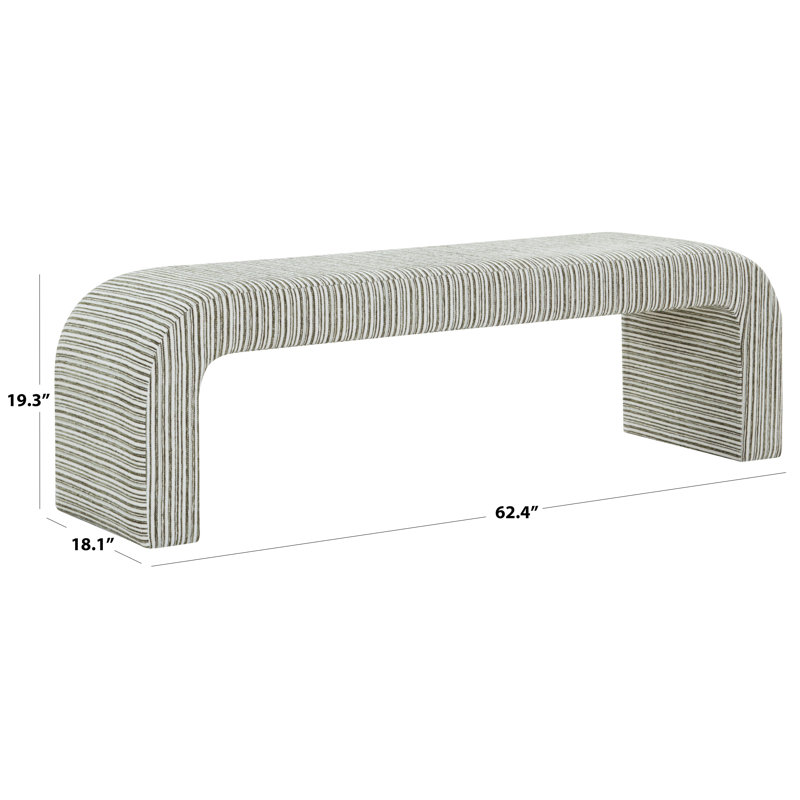 Banc rembourré 62 po Daine, Green / Beige