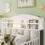 Structure de lit plateforme en métal avec lumière, tête de lit tapissier et rangement, idéale pour les chambres d'enfants et le design moderne-1802721490