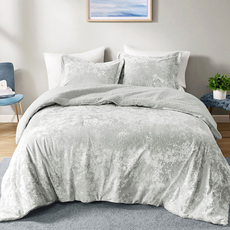 Édredon gris pour lit double / grand avec velours étincelant et intérieur douillet