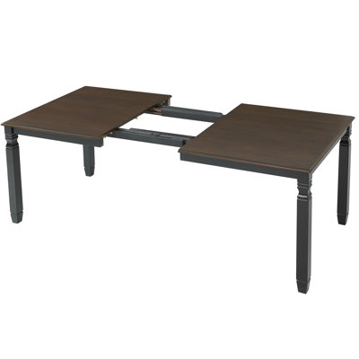 59"-77" Extendable Dining Table For 4–6 People, Mdf Wood Veneer Painted Top, Modern Farmhouse Kitchen Table, Solid Rubberwood Legs, Space-Saving For K