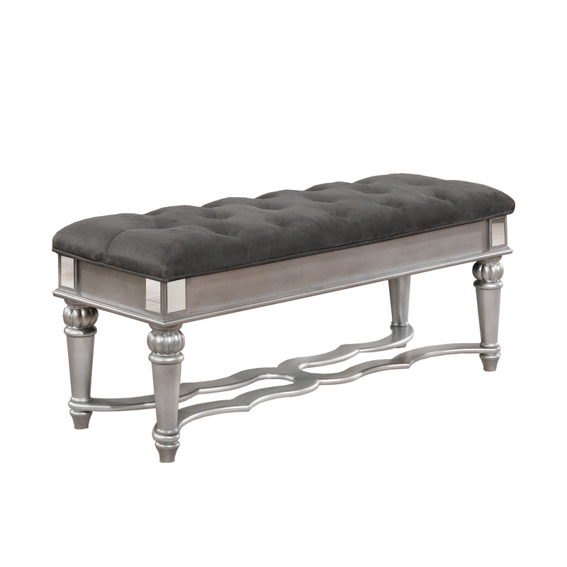 Brunilda Velvet Upholstered Bench, Gray