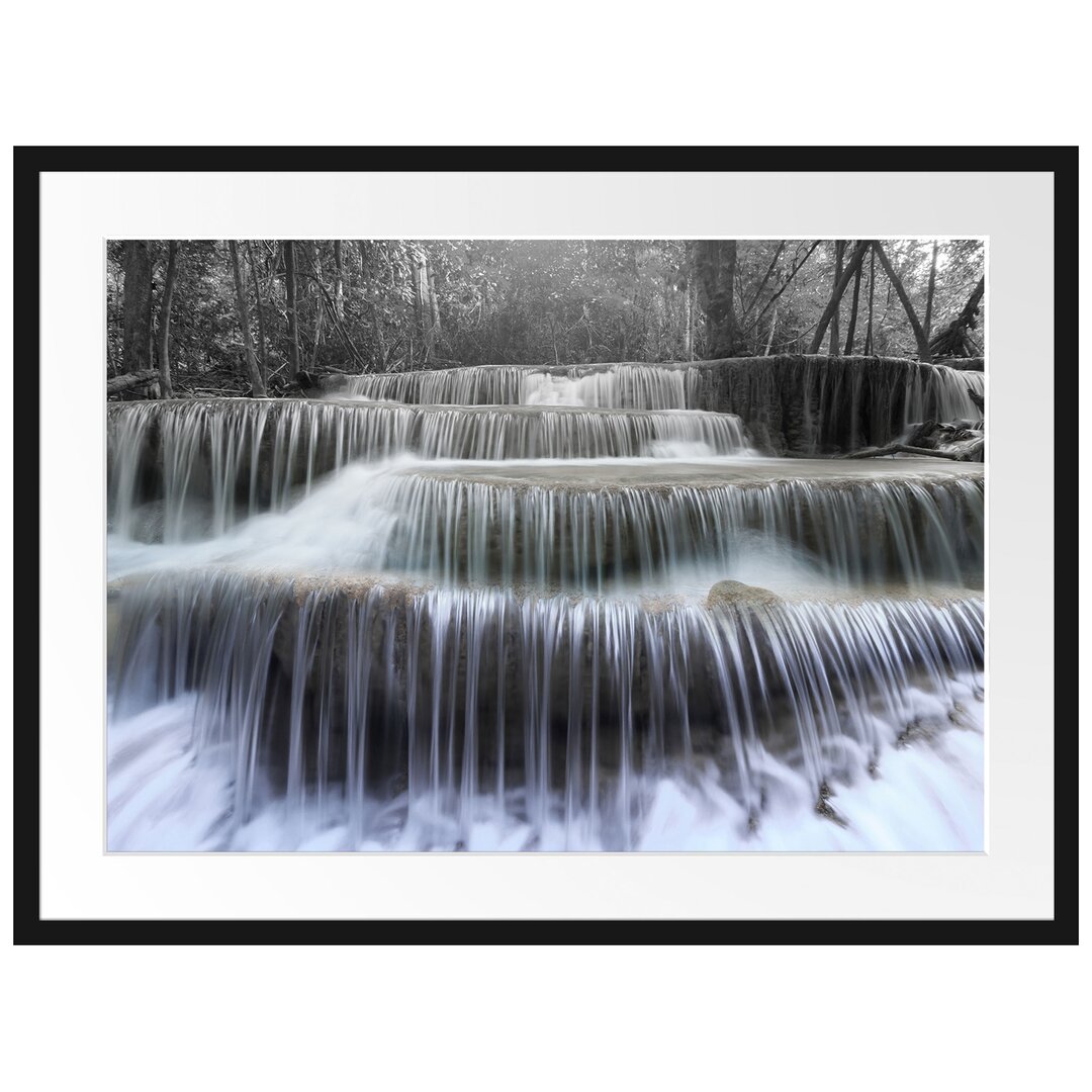 Gerahmtes Poster Wasserfall im Regenwald