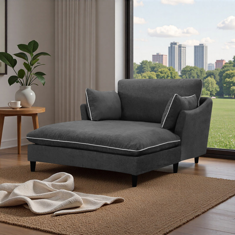 Chaise longue moderne avec coussins, Noir