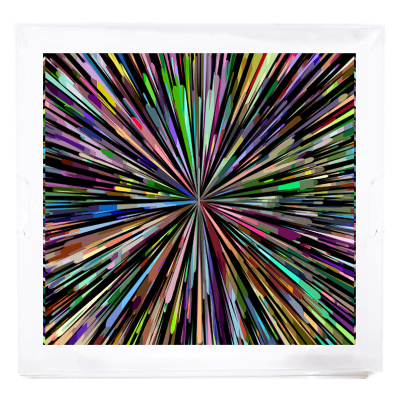 Fireworks Acrylic Square Decorative Tray, Black