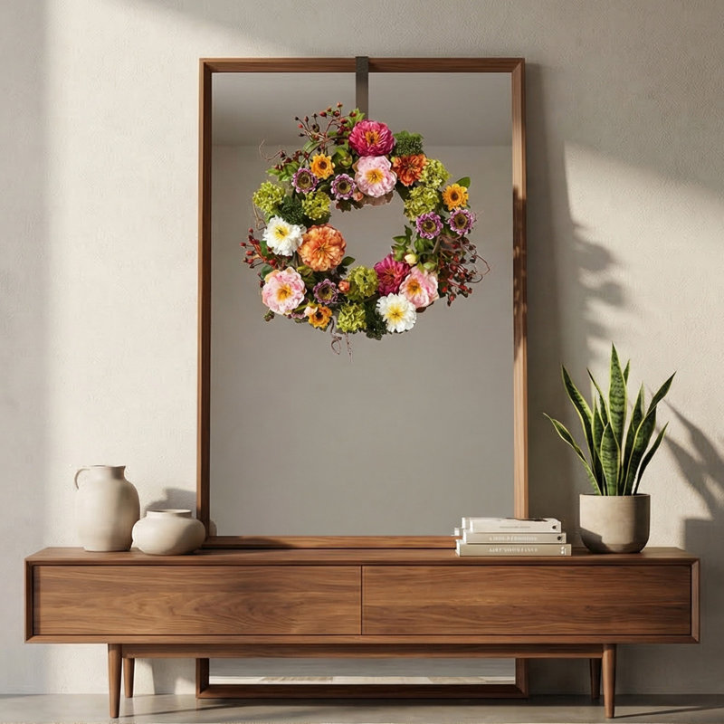 Faux Peony Polyester 24'' Wreath