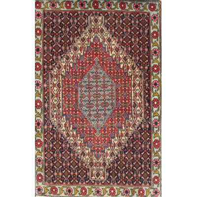 Tapis traditionnelle pêche/brun/noir Lahziri