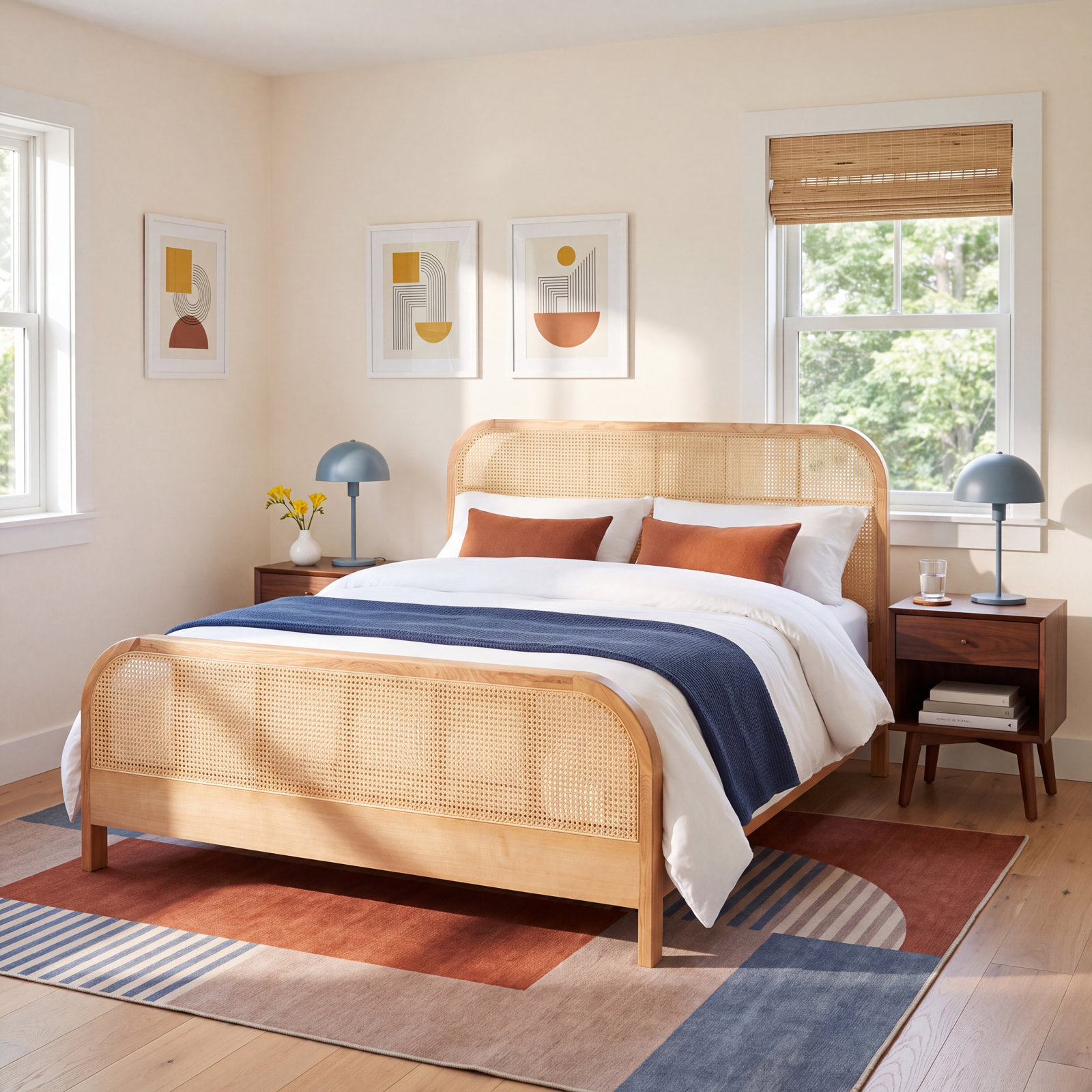 Cane Platform Bed, Queen, Natural