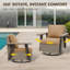 Ensemble 2 pièces de chaises pivotantes en osier avec coussins de 5 pouces et table d'appoint-1802235214