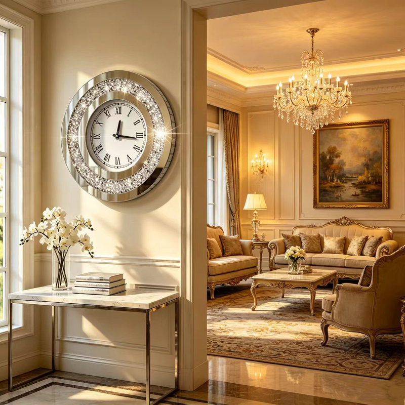 Circular diamond wall clock