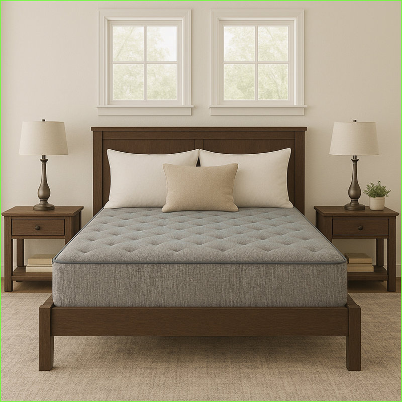 Mattresses | Restonic 9” Two-Sided Medium Comfort Foam Core Full Mattress | Light Gray | Navy Blue, Full