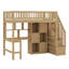Lit mezzanine en bois avec bureau intégré, DEL, tablettes de rangement, armoires et escalier-1565812304
