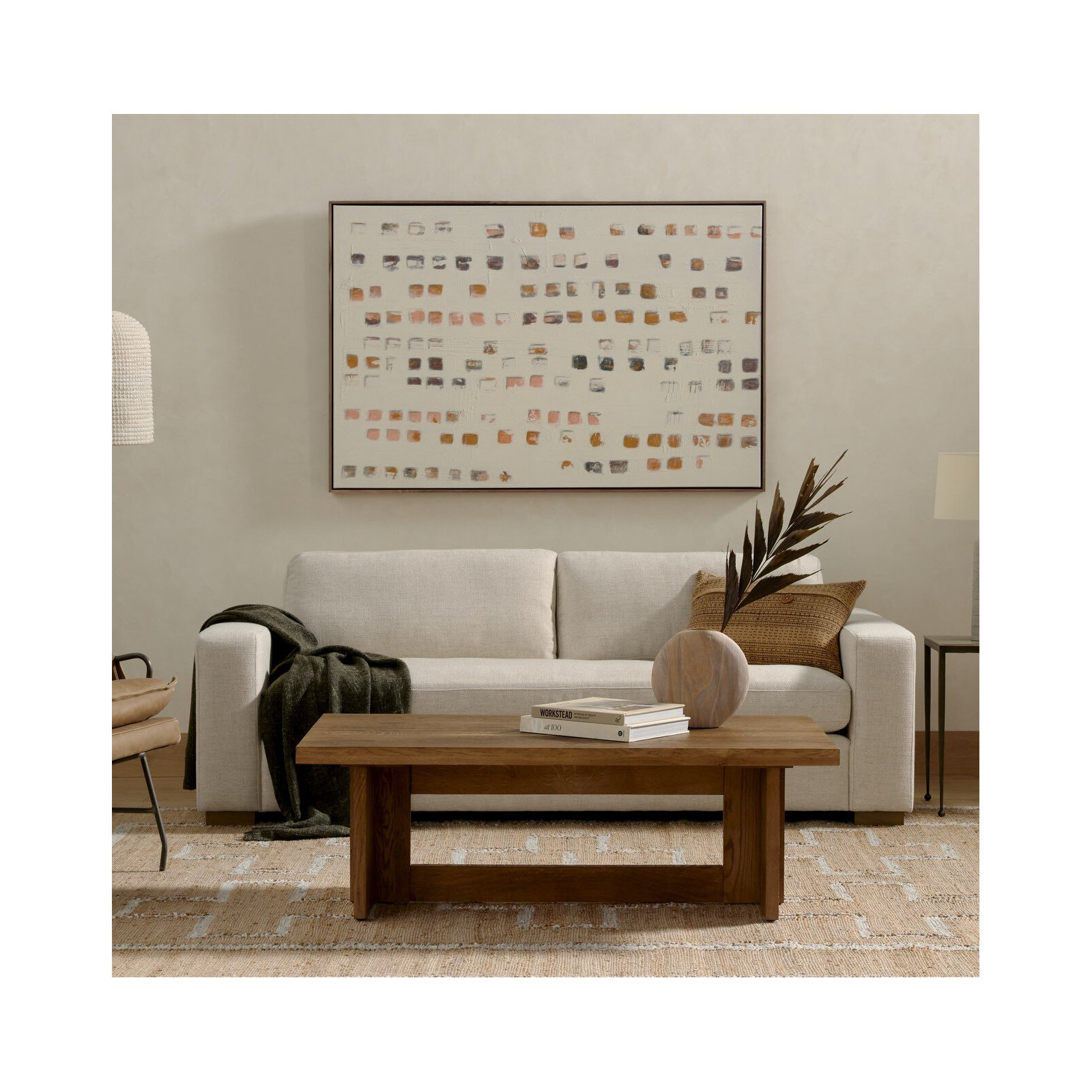 Alec 86" Upholstered Sofa, Thames Cream Linen Blend