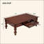 Ensemble de 3 tables basses en bois massif avec tiroir, table basse rétro et 2 tables d'appoint de bout pour le salon, le bureau et un appartement-1108426055