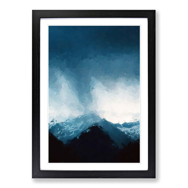 Cloud Touching the Mountains in Abstract - Picture Frame Graphic Art Print, 48cm H x 36cm W x 2cm D, Black Framed