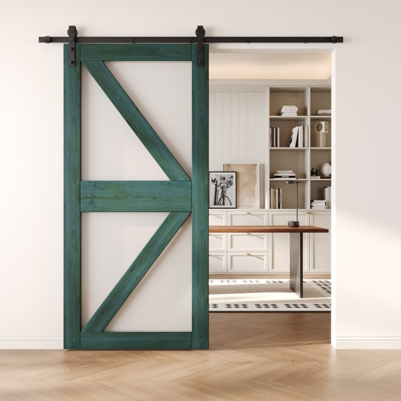 Porte de grange coulissante en bois massif non assemblé 32 po x 84 po, 32" x 84"