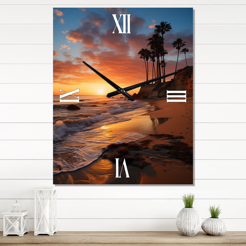 California California - Horloge murale nautique et plage, H 32 po x l 24 po x P 1 po