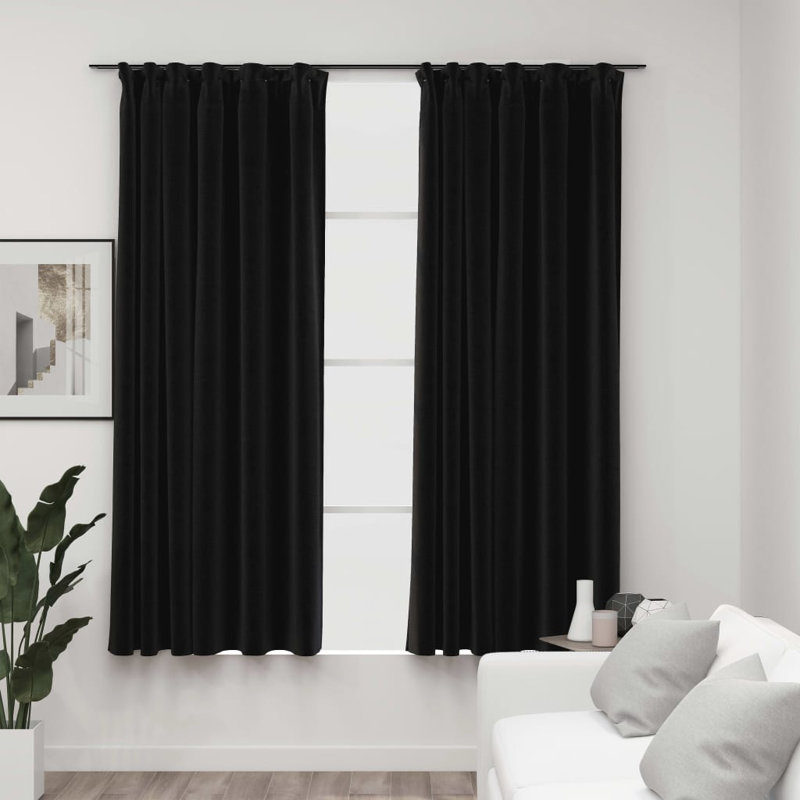 Blackout Curtain Pair, Anthracite, Width 140 x Drop 175 cm