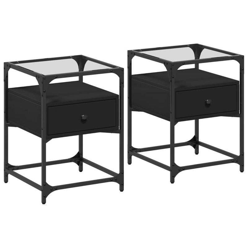 Aecca 40cm W Steel Bedside Table, Black