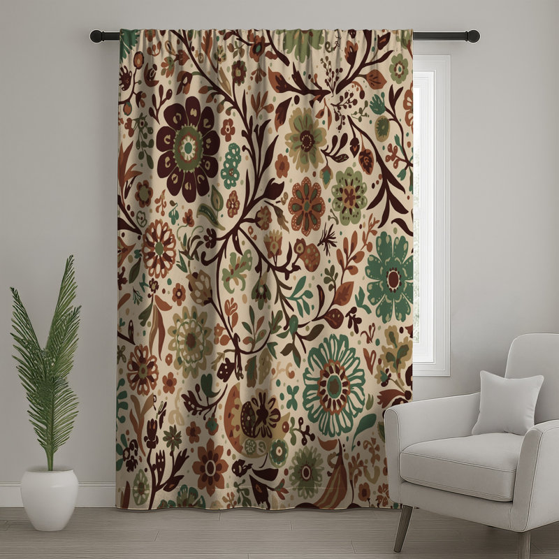 Rideaux de fenêtre rétro à motif floral, voilages et voilages à motif floral - 1 panneau, 50" x 80" - 1 Panel, Transparent