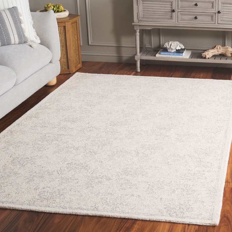 Ebony 928 Hand Tufted Wool/Cotton Floral Rug in Grey/Beige, Rectangle 8' x 10'