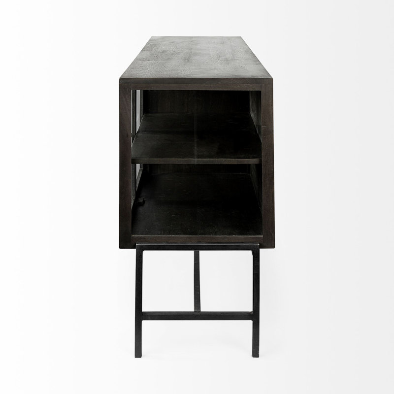 Arelius 70'' W Solid Wood Sideboard, Black/Dark Brown