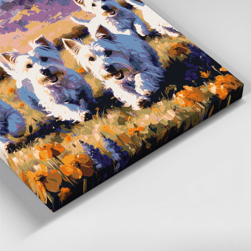 «Dogs West Highland White Terrier», art mural sur toile brune, H 12 po x l 12 po