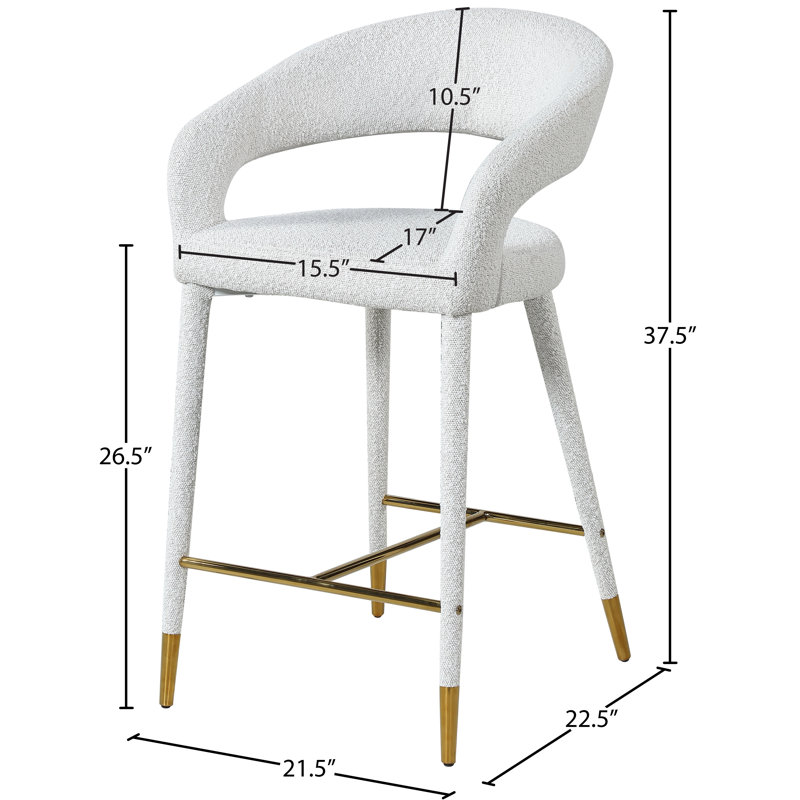 Tabouret de comptoir 26,5 po Destiny, Tissu bouclé, Crème