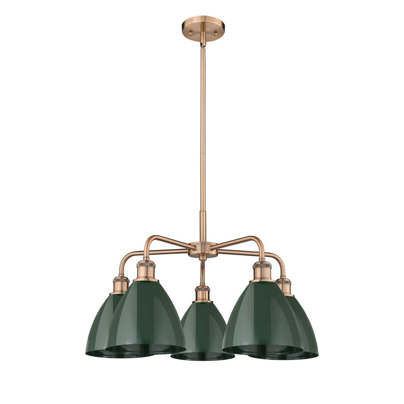 Lustre en dôme à 5 lumières Trickett, Cuivre antique, Vert