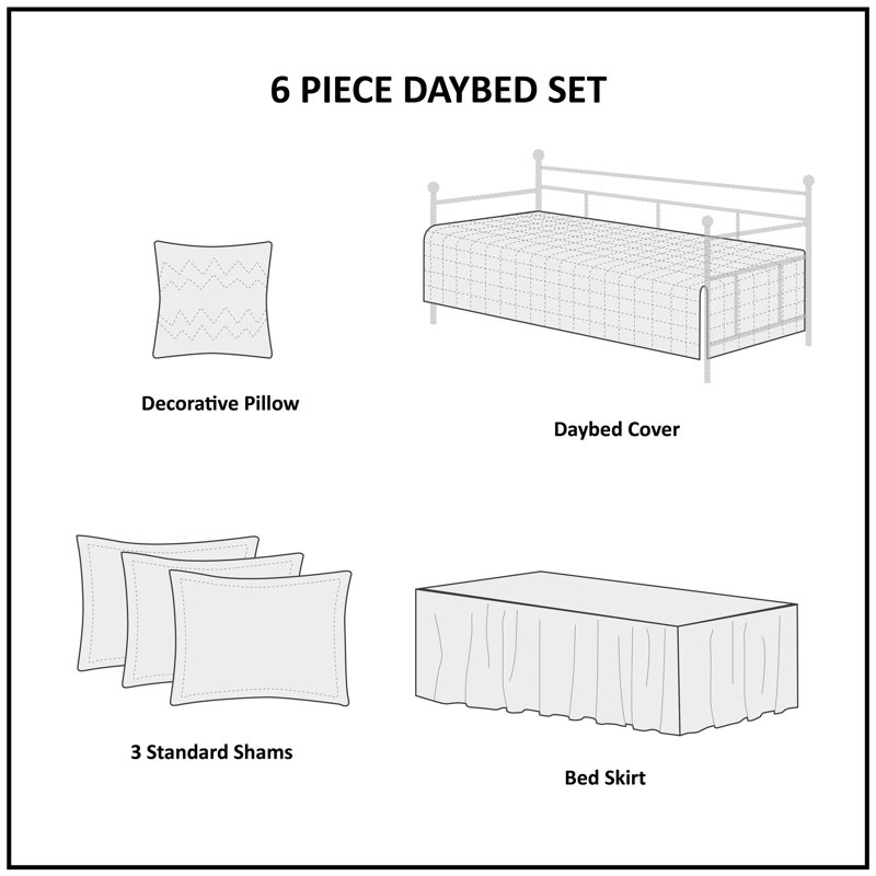 Blue Microfiber Reversible Scalloped Edge Daybed Cover Set