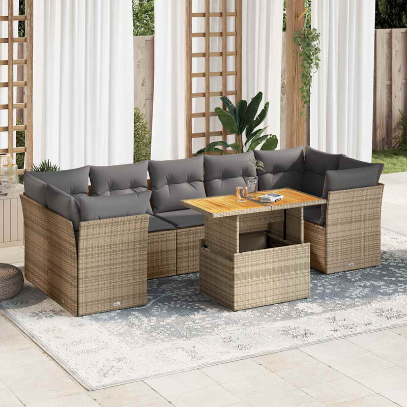  Garden Sofa Set Beige, Light Grey