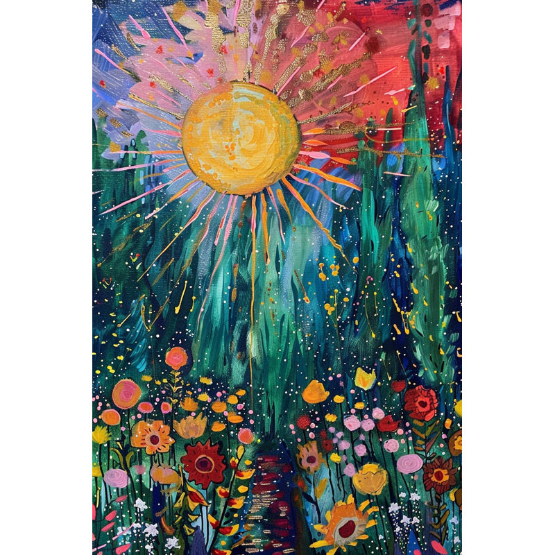 «Golden Sun Garden», art mural sur toile tendue, H 24 po x l 16 po x P 1,5 po