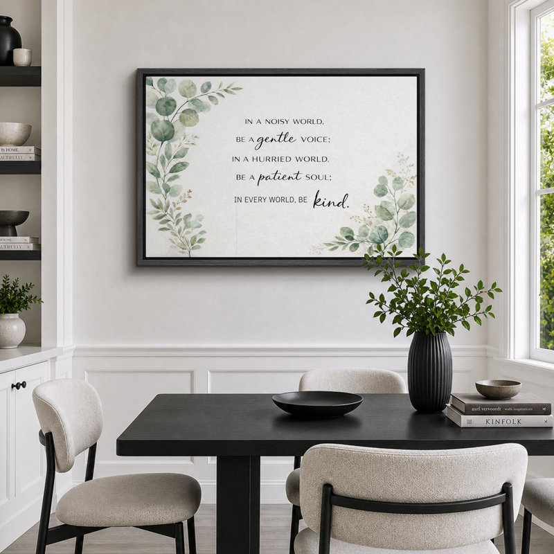 «Be Gentle Be patient», reproduction de citation sur toile, impression sur toile encadrée, H 24 po x l 36 po x P 1,5 po