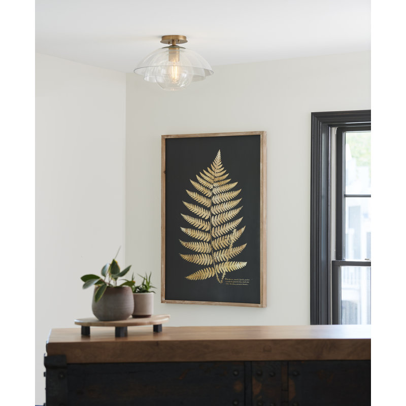 Lotus 41.75" Black Clear Glass Convertible Pendant/Ceiling Light